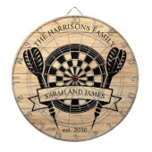 Rustiek Hout Familie Custom Name Wedding Dartbord (Voorkant)