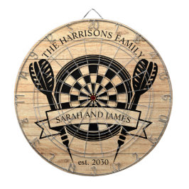 Rustiek Hout Familie Custom Name Wedding Dartbord