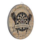 Rustiek Hout Familie Custom Name Wedding Dartbord (Voorkant Links)