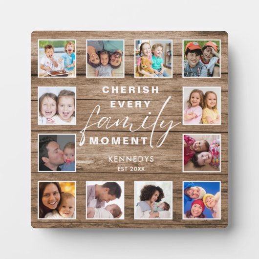 Rustiek hout familie herinneringen citaat 12 foto fotoplaat (Voorkant)