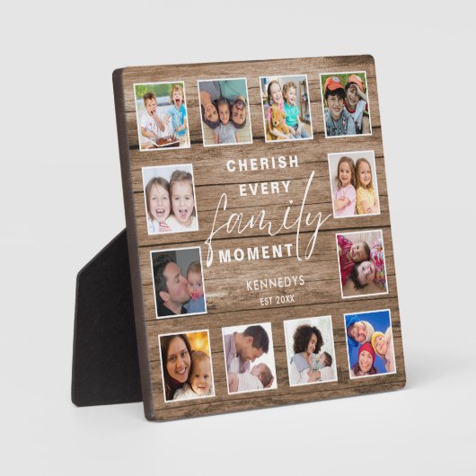 Rustiek hout familie herinneringen citaat 12 foto fotoplaat (Voorkant)