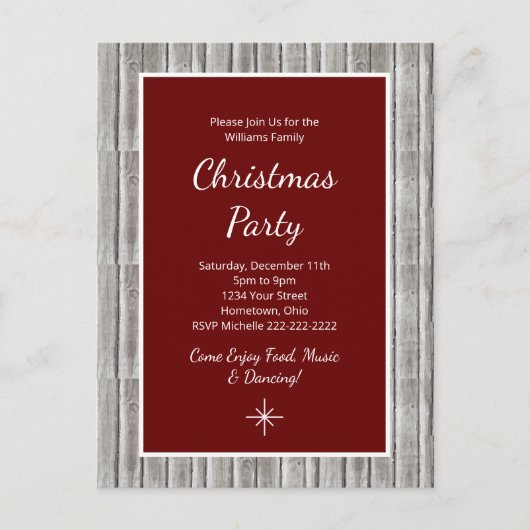 Rustiek Hout Familie Kerstfeest Uitnodiging Briefkaart (Voorkant)