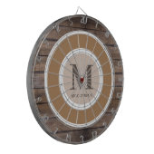 Rustiek Hout Familie Monogram Naam Aangepast Dartbord (Voorkant Links)