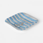 Rustiek hout familie strand huis nautische strepen papieren bordje (Gebogen)