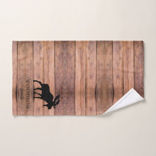 Rustiek hout familienaam eland badhanddoek set bad handdoek (Handdoek)