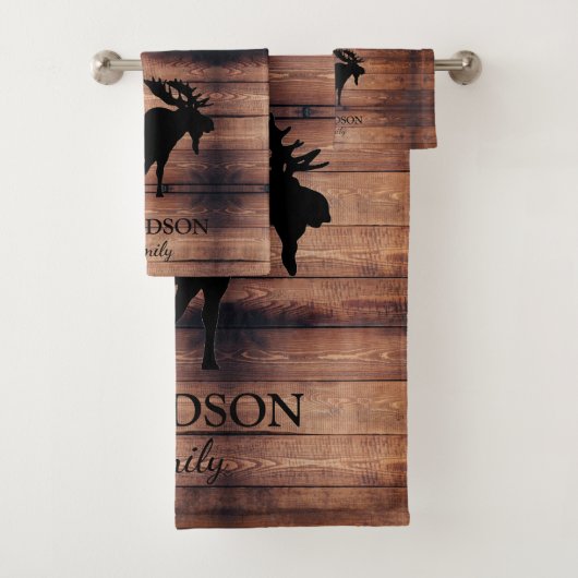 Rustiek hout familienaam Moose Bad Handdoek (Insitu)