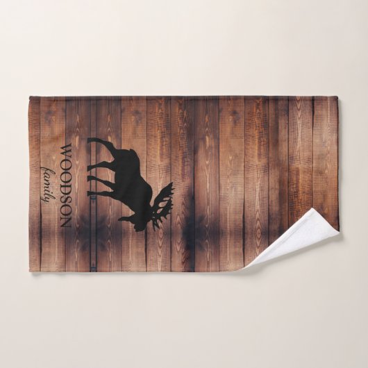 Rustiek hout familienaam Moose Bad Handdoek (Handdoek)