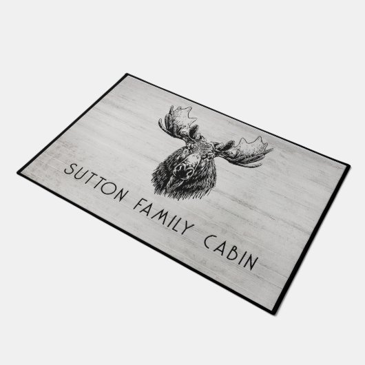 Rustiek hout familienaam Moose Deurmat (Schuin)