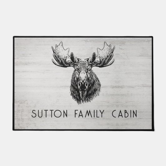 Rustiek hout familienaam Moose Deurmat (Voorkant)