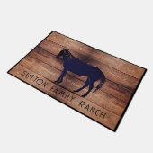 Rustiek hout familienaam paard silhouet deurmat (Schuin)