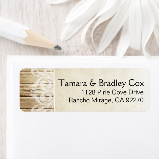 Rustiek hout filigraan | blond wit etiket (Insitu)