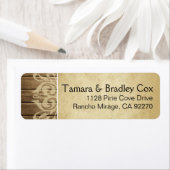 Rustiek hout filigraan | bruine kleur etiket (Insitu)