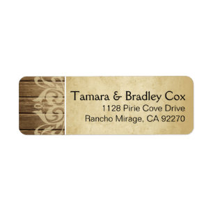 Rustiek hout filigraan bruine kleur etiket