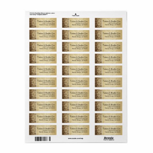 Rustiek hout filigraan | bruine kleur etiket (Full Sheet)