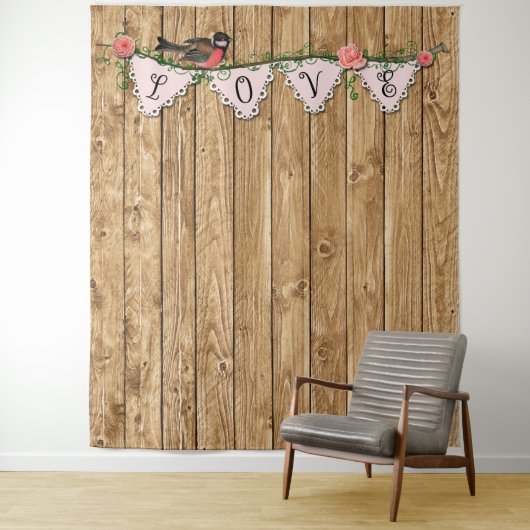 Rustiek Hout Foto Achtergrond Tapestry Wandkleed (In situ)