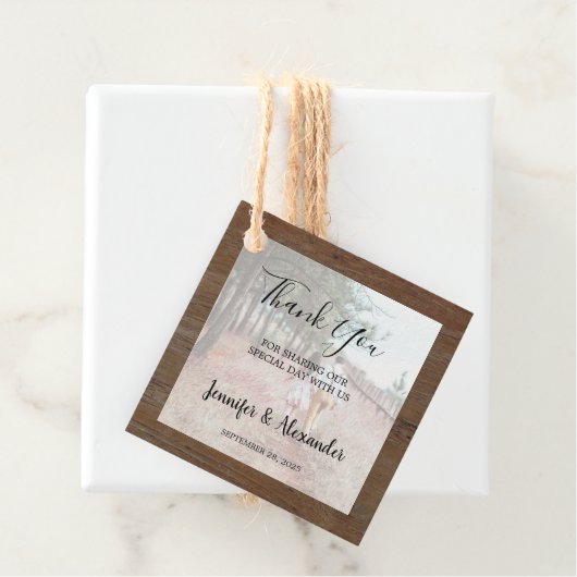 Rustiek hout foto land bruiloft Dank u Bedankjes Labels (In situ)