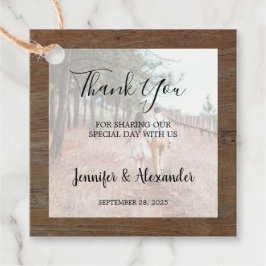 Rustiek hout foto land bruiloft Dank u Bedankjes Labels