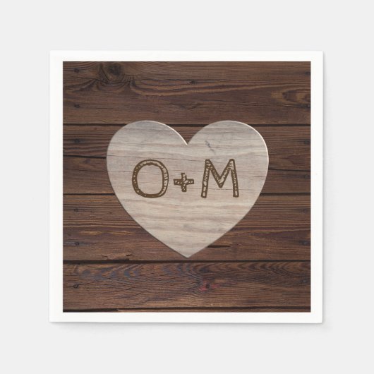 Rustiek hout foto's Monogram bruiloft receptie Servet (Voorkant)