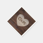 Rustiek hout foto's Monogram bruiloft receptie Servet (Hoek)