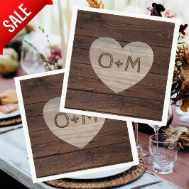 Rustiek hout foto's Monogram bruiloft receptie Servet