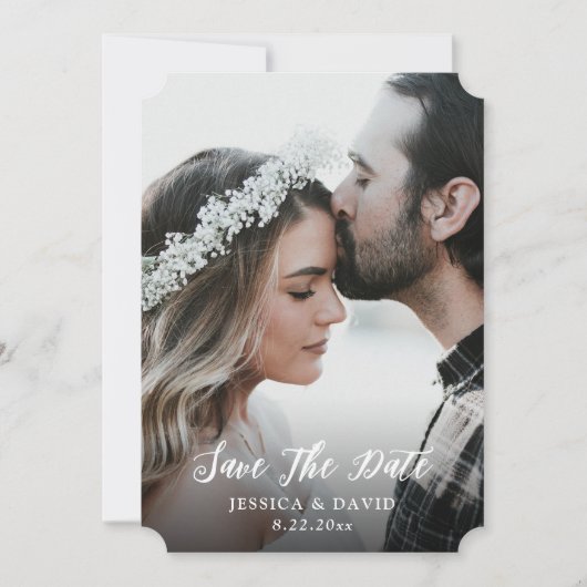 Rustiek hout Full-Bleed foto bruiloft Save The Date (Voorkant)