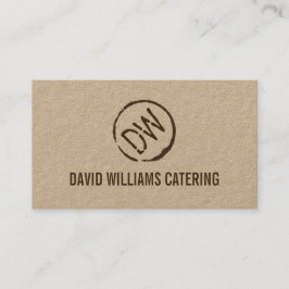 Rustiek hout-gebrande gestempeld monogram op Kraft Visitekaartje
