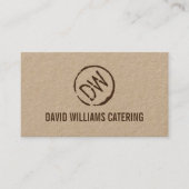 Rustiek hout-gebrande gestempeld monogram op Kraft Visitekaartje (Voorkant)