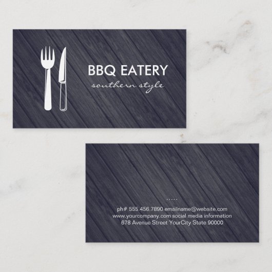 Rustiek Hout Gebruiksvoorwerpen BBQ Eatery Visitekaartje (Voorkant / Achterkant)