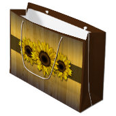Rustiek hout gele zonnebloem cadeau zak large cadeautasje (Voorkant Gekanteld)