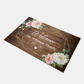 Rustiek hout geometrisch Lijst Blush Flowers Welko Deurmat (Schuin)