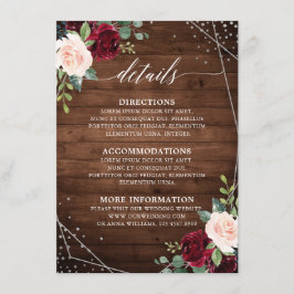 Rustiek Hout Geometrische Bourgogne Bloemen Detail Informatiekaartje