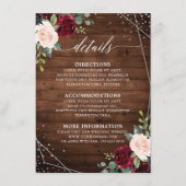 Rustiek Hout Geometrische Bourgogne Bloemen Detail Informatiekaartje (Voorkant)