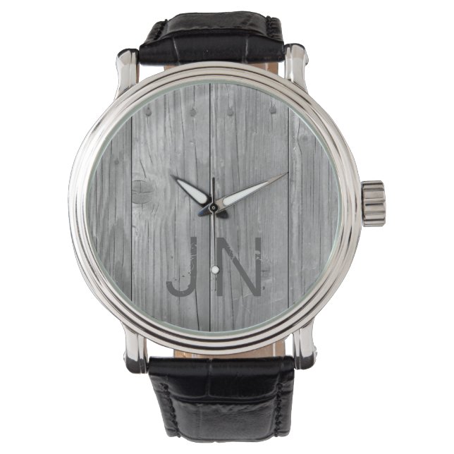 Rustiek Hout Gepersonaliseerd Mannen Horloge (Voorkant)