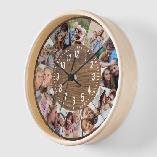 Rustiek Hout Gepersonaliseerde 12 Fotocollage (Hoek)