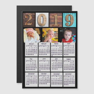 Rustiek hout gepersonaliseerde foto 2019 kalender magnetische uitnodiging