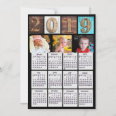 Rustiek hout gepersonaliseerde foto 2019 kalender magnetische uitnodiging (Voorkant)