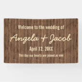Rustiek Hout Gepersonaliseerde Trouwbanner Spandoek (Horizontaal)