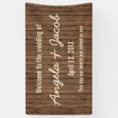 Rustiek Hout Gepersonaliseerde Trouwbanner Spandoek (Verticaal)
