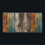 Rustiek hout geschilderd gepersonaliseerde naam bureaumat<br><div class="desc">Rustieke Wood Painted Personalized Name Desk Mat heeft een abstracte houten achtergrond met verweerde verf met uw gepersonaliseerde naam hieronder in de moderne scripttypografie. Perfect als cadeau voor hem of haar, familie en vrienden voor verjaardags-, kerst-, feestdagen-, Vaderdag-, Moederdag-, broer-, man-, partner-, vrienden-, werk collega's en meer. Ontworpen door ©Evco...</div>