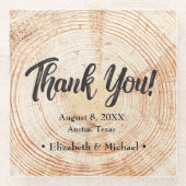 Rustiek hout gesneden dank u bruiloft glazen onderzetter (Voorkant)