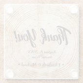 Rustiek hout gesneden dank u bruiloft glazen onderzetter (Achterkant)