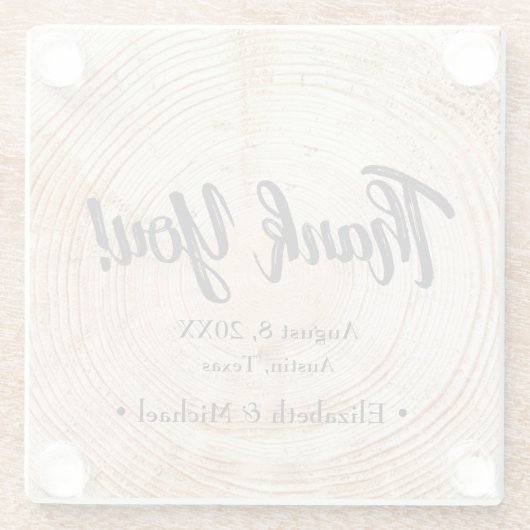 Rustiek hout gesneden dank u bruiloft glazen onderzetter (Achterkant)