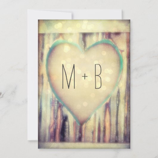 Rustiek Hout Gesneden Hart Land Huwelijksuitnodigi Kaart (Achterkant)