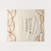 Rustiek hout gesneden plak Custom Namen Bruiloft Wandkleed (Voorkant (horizontaal))