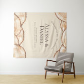 Rustiek hout gesneden plak Custom Namen Bruiloft Wandkleed (In Situ (horizontaal))