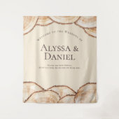 Rustiek hout gesneden plak Custom Namen Bruiloft Wandkleed (Voorkant)