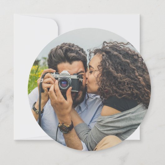 Rustiek hout gesneden plak Verloving foto bruiloft Kaart (Achterkant)