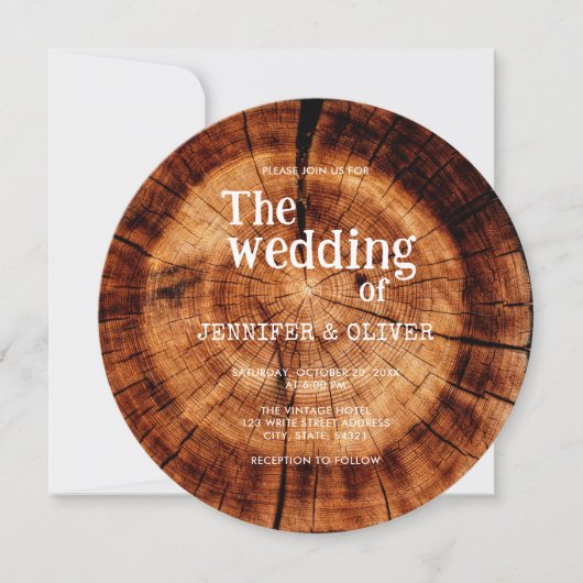 Rustiek hout gesneden plak Verloving foto bruiloft Kaart (Voorkant)