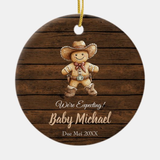 Rustiek Hout Gingerbread We Verwachten Gift Keramisch Ornament (Voorkant)