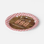 Rustiek Hout Gingham Vaderdag BBQ Papieren Bordje (Gekanteld)